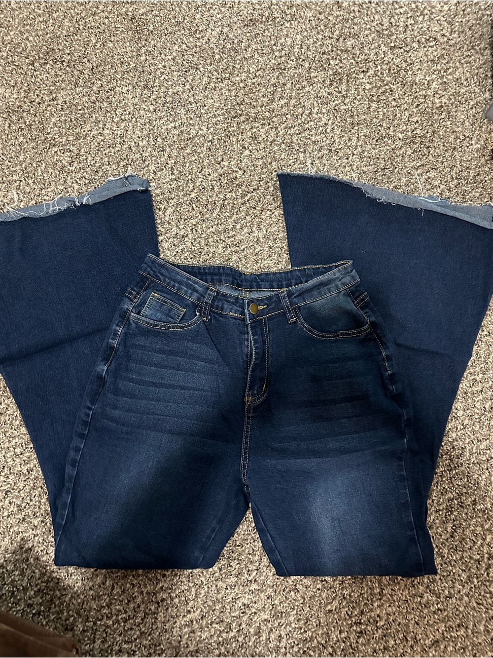 Women's Dark Wash Flare Jeans - Navy Blue